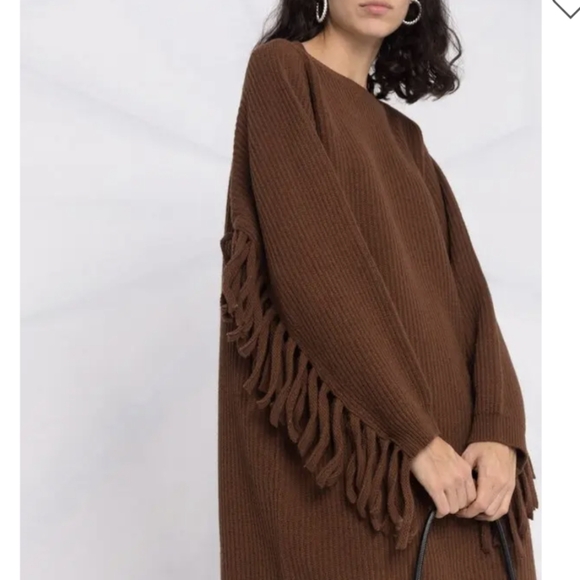 Semicouture Oversized Wool Fringe Sweater Dress - Picture 2 of 5